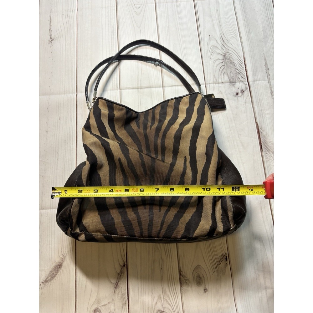 Vintage Coach Madison Zebra Print Shoulder Bag Purse Hobo Brown Leather - Picture 3 of 10